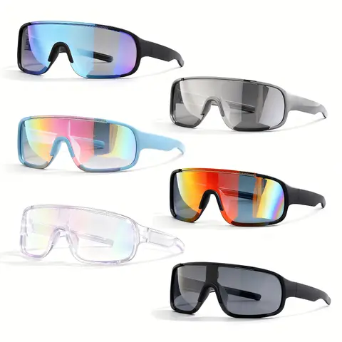 Paleshy Buy 1 Get 6 Full-Rim Polycarbonate Sport Sunglasses, UV400 Protection Windproof Unisex Eyewear for Men & Women, Lightweight Anti-Slip Frame Glasses, Outdoor Sports Sunglasses for Driving Fishing Cycling Hiking, Multi-Color Fashion Accessories