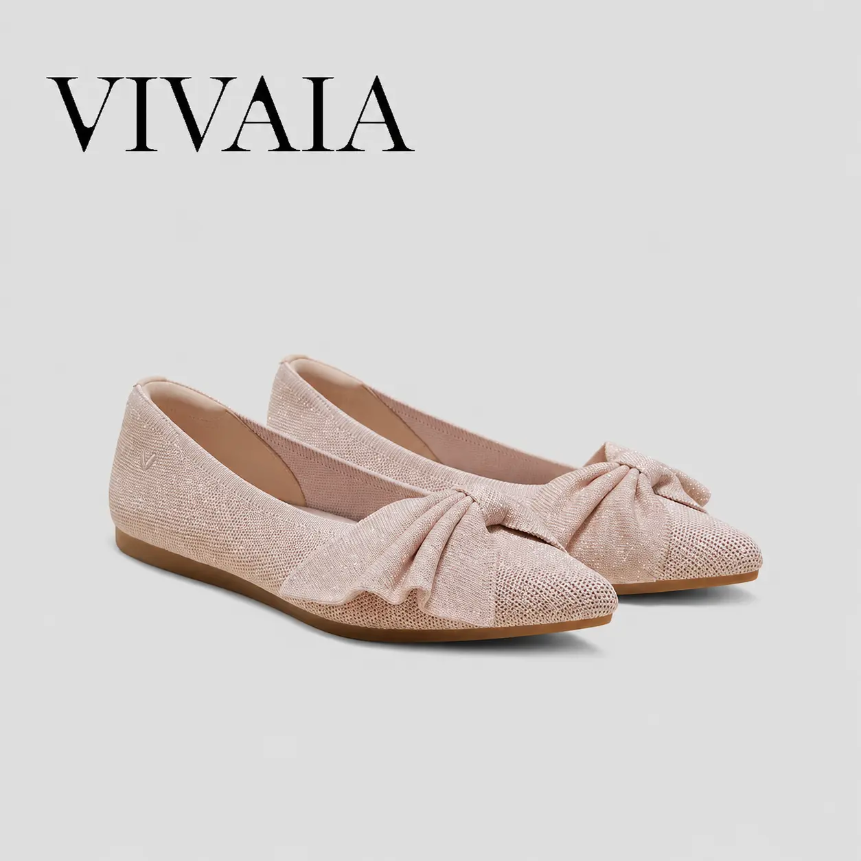 VIVAlA Women’s Pointed-Toe Bow Flats – Cushioned Heel Padding, Arch & Forefoot Support Insole & 1cm Flat Heel Elegant Comfort (Azura)