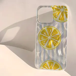 Summer limited edition fresh yellow lemon slice stripes, waterproof and fingerprint-resistant, transparent soft glossy smooth phone case, suitable for iPhone 17/16/15/14/13/12/11/X/XS/XSMAX, is the perfect holiday gift for friends and family.