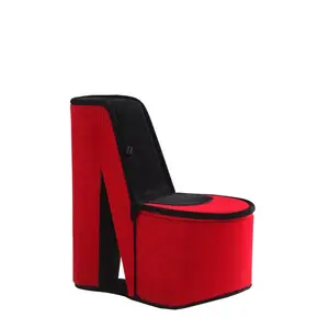9" Tall Display Jewelry Box with Hidden Storage High Heel Shoe Design Red Velvet