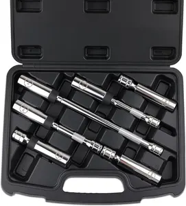 6 count 3/8" Drive  Swivel Spark Plug Socket Set, Include 9/16, 5/8, 14mm, 16mm Cr-V Steel Socket with 4, 6 and 10 Extensions