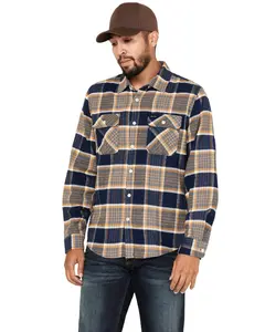Brixton Men's Bowery Plaid Print Long Sleeve Button-Down Flannel Shirt - 01213-Mobgo
