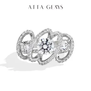 ATTAGEMS Classic D Color Round Cut 1ct Lab-Created Moissanite Ring for Women 18k Gold Plated Perfect Birthday Gift for Her Wedding Jewelry R327 SpringStatements