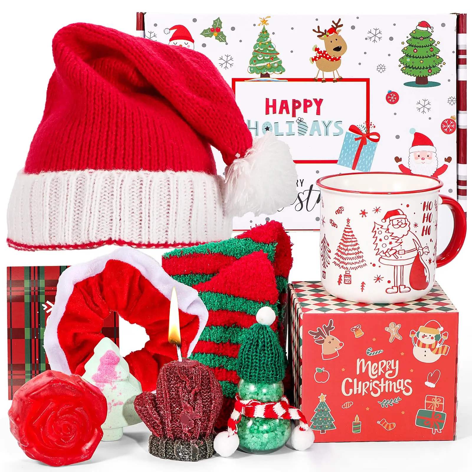 Christmas Gifts for Women, Xmas Basket Essentials for Adults with Mug Relaxing Spa Gifts for Teen Adults Mom Wife Teen Girls