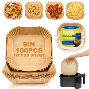 Disposable Air Fryer Paper Liners: 100Pcs 9 In Large Square Non Stick Parchment, Air Fryer Basket Liner for 8Qt - 12Qt Airfryer