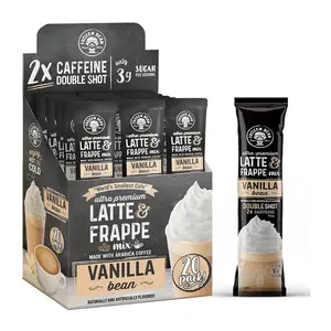The Frozen Bean Vanilla Bean Frappe & Latte Instant Mix, 10 Sticks, Arabica Coffee Blend, Double Shot Caffeine, Low Sugar, Hot, Iced & Blended Beverage Mix