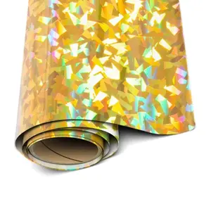 Gold Crystal Holographic Heat Transfer Vinyl - Siser HTV - 20" x 1 Yard ( 36 inch Roll) Iron On or Heat Press - Glitter Tshirt Design