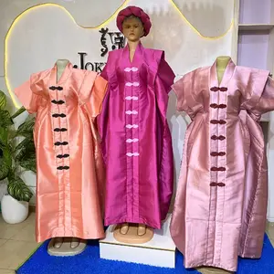 Mlkado Bubu Dress - Vibrant Satin Gowns in Peach, Pink, and Magenta with Classic Button Front Design