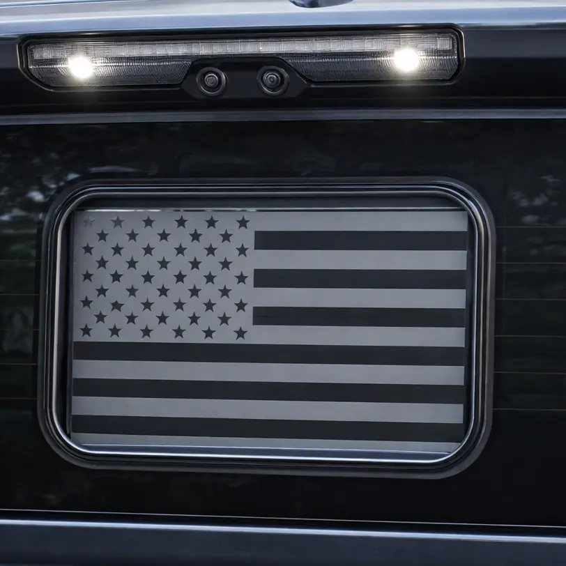 Toyota Tacoma Rear Middle Sliding Window American Flag Decal 2024-2026 High Quality Vinyl for Outdoor Use