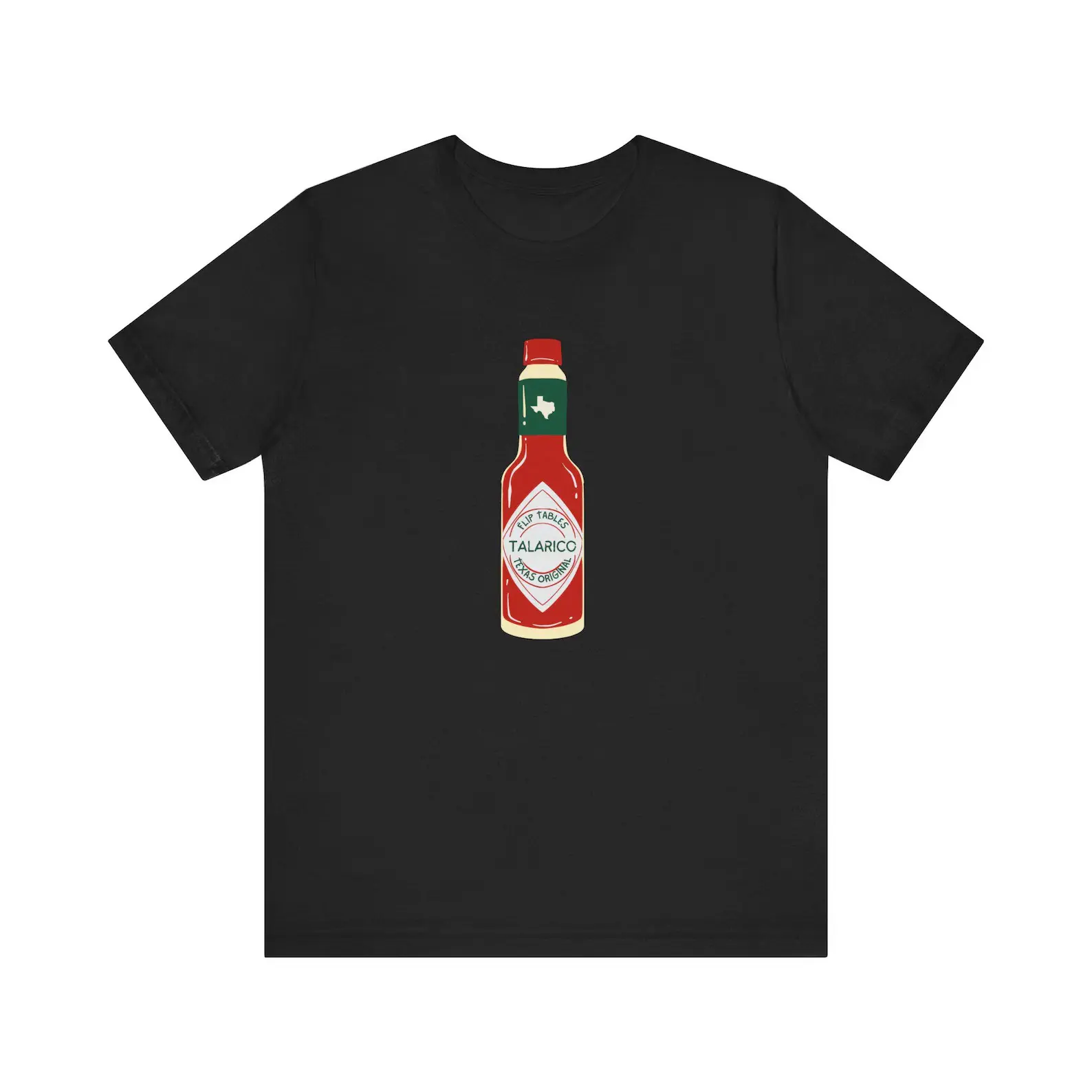 Vintage Texas Hot Sauce Bottle Graphic Tee Spicy Food Lover Minimal Red Bottle Oversized Black Casual Foodie T-Shirt
