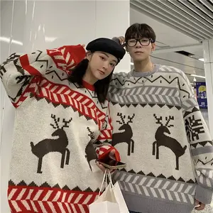 Christmas Sweater Women's Loose Long Sleeve Blouse Cotton