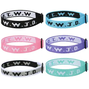 OIDEA WWJD Woven Rope Bracelet 6-Pack Set, Adjustable Christian Faith Wristband Religious Inspirational Gift