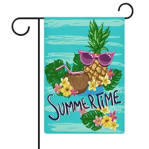 WISHTIME Summertime Garden Flag - Double-Sided Tropical Pineapple Design, Vertical Yard Flag for Summer Decor, Beach House Decor