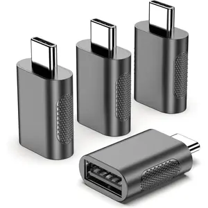USB C Adapter (4 Pack), Type C Male to USB Female Connector, USB 3.0 Female to Thunderbolt 4/3 Adapter Compatible with MacBook Pro, Chromebook, Surface Book, Cellphon and  Type C Devices