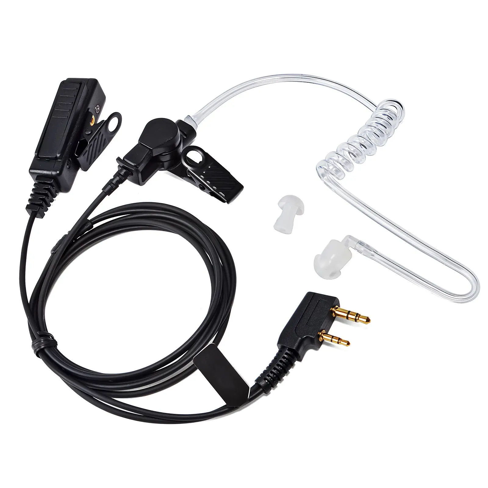 Two-Way Radio Earpiece w/Microphone ,Acoustic Coil Tube Headset Compatible with Kenwood, Baofeng, Retevis, Pxton, Wouxun TH-F6 TK-208 UV5R/Plus PX-777/Plus KG-699 etc. Walkie Talkie for Police Security and Law Enforcement Use