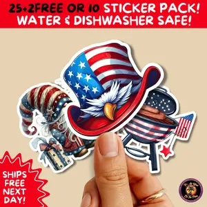 BeThePalm LLC Patriotic Eagle 4th of July Matte Water, Micrpwave and Dishwasher safe Stickers - Ships Free Next Day - Dishwasher Safe - No Warranty