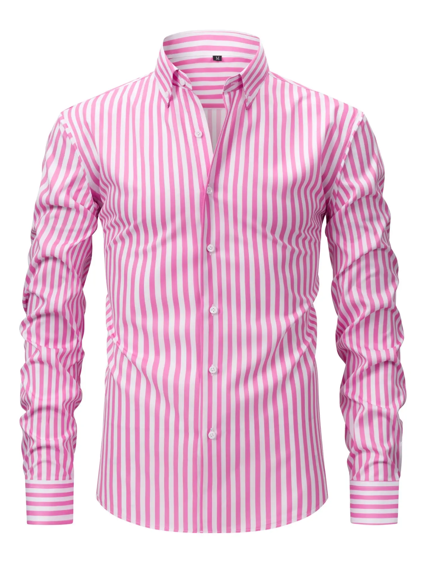 Men's Wide Striped Long Sleeve Casual Shirt, Wrinkle-Resistant, Loose-Fitting, Suitable for Business, Office, Daily Wear, Travel