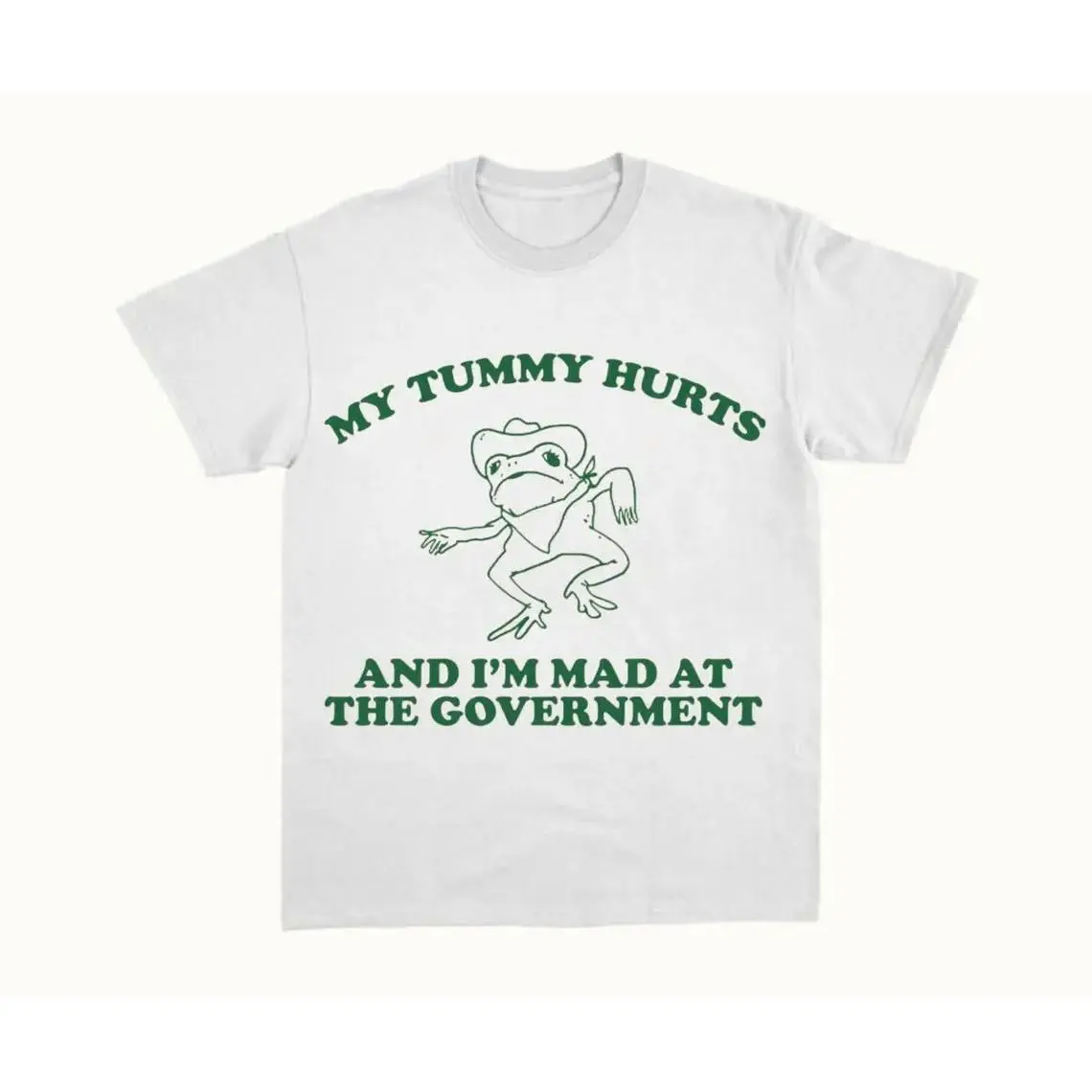 My Tummy Hurts And I'm Mad At The Government T-Shirt, Retro Unisex Adult T Shirt, Vintage Frog Shirt, Funny Frog Meme T Shirt, Funny Gift, unisex shirt