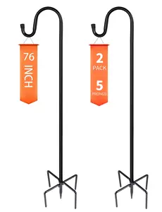 XDW-GIFTS 45 in Heavy Duty Bird Feeder Pole with 5-Prong Base, Adjustable Stand Hanger for Garden Plants & Lanterns, Ideal Father’s Day Gifts for Dads & Grandpas, Shepherd Hook,summervibes