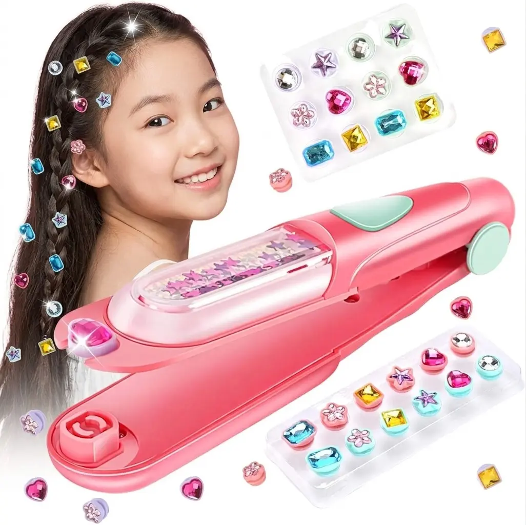 Girls' Hair Gem Stamper Kit - Hair Care Rhinestone Bedazzling Set with Reusable Sparkly Diamonds, Easy Clip-On Accessories, Secure Hold, Simple Glitz Application, Quick Shine Effect, Birthday Gift Idea, Bedazzling Kit, Teenage Girl Gifts summervibes️