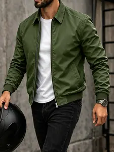 Men's Plain Lapel Jacket, Wind-Resistant Wrinkle-Free Fabric, Casual Fitted Design, All-Season Wear, Ideal for Daily Commute & Leisure