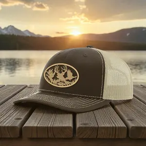 Unisex Embroidered Cotton Trucker Hat - Adjustable Snapback Cap for Deer Hunting, Outdoors, Adults with Snap-Back Closure