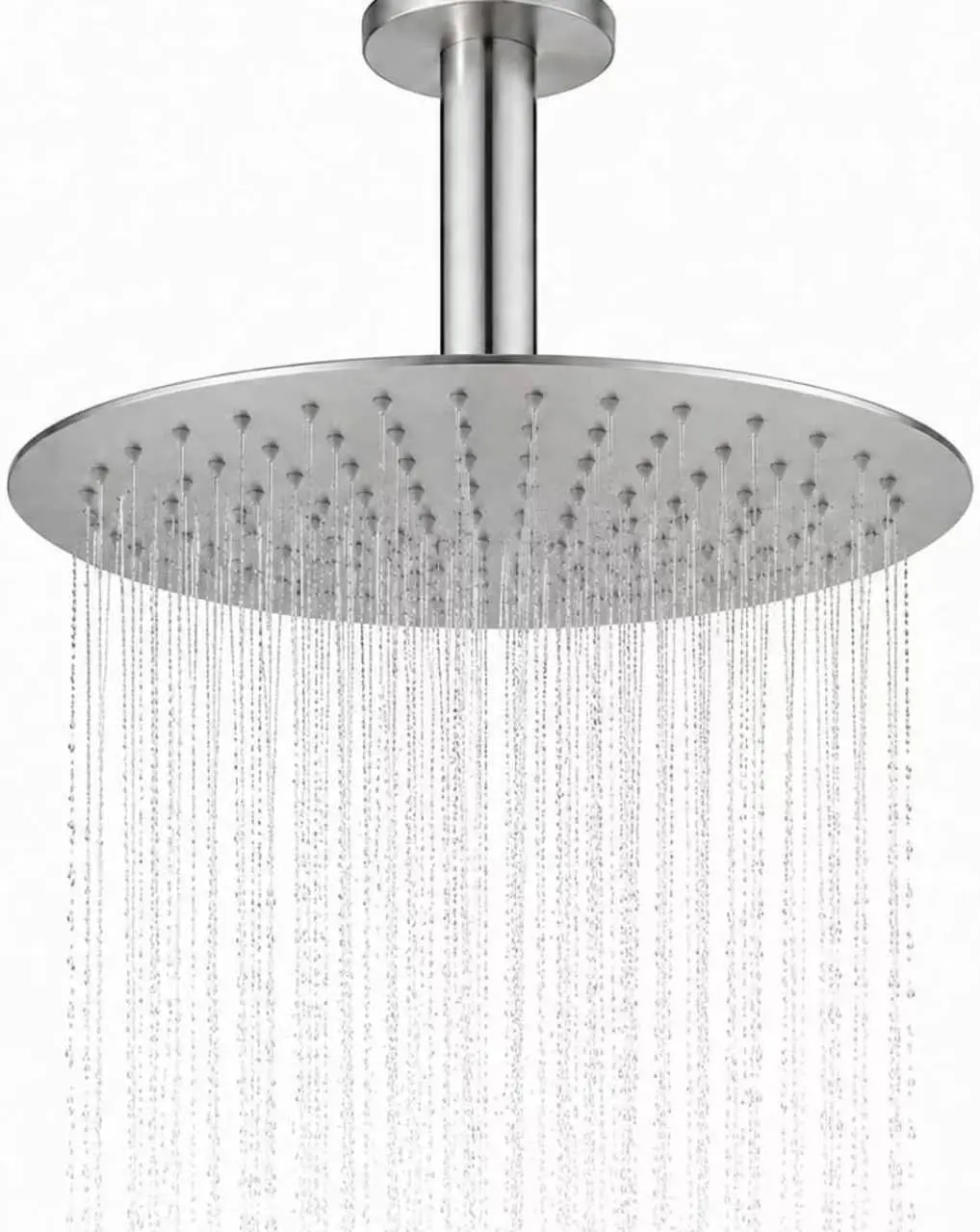 12 Inch Round Rainfall Shower Head, High Pressure Overhead Shower Heads, Wall or Ceiling Mount Ultra Thin Stainless Steel Shower Head, Brushed Nickel