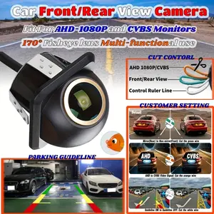 Bileeko Front/Rear/Side View Fisheye Golden Lens Backup Camera - Car Front Camera, 1080P AHD, Night Vision, Parking Line, Easy Installation, Designed for Trucks & SUVs, Rearview Camera