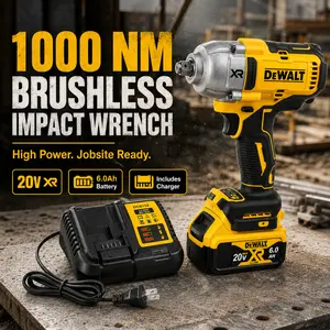 DEWALT 20V Brushless Cordless Impact Wrench - 1/2" Hog Ring Anvil, High Torque Hand Tool with 1/2 Universal Battery for Hardware, DIY Projects