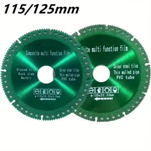 Welded diamond cutting disc, size 115/125mm, suitable for cutting metal, stone, castings, and reinforced materials, with a bore diameter of 22.23mm, Abrasive Blade