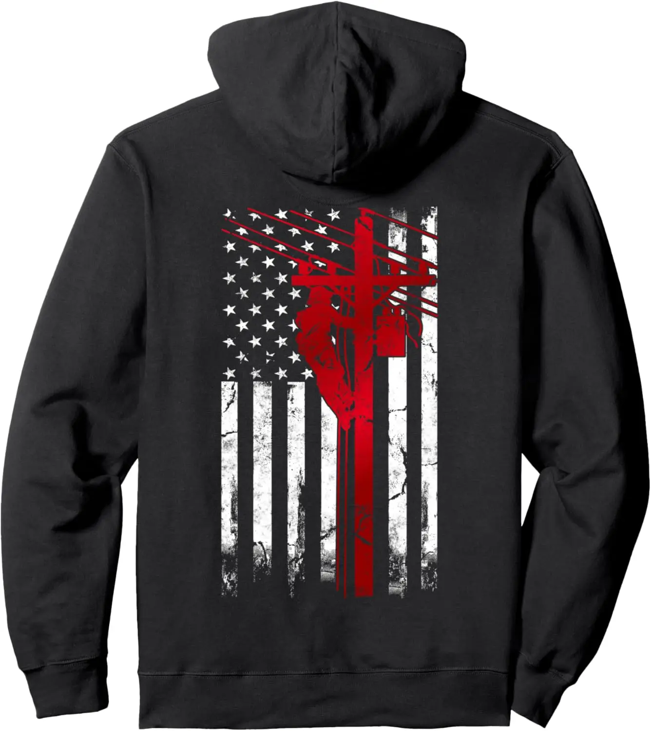 Lineman American Flag Electric Cable Lineman fathers day Pullover Hoodie