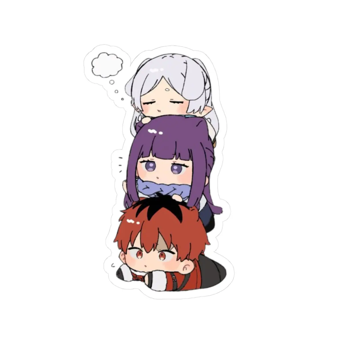Frieren Stark and Fern Adorable Chibi Manga Cute Anime Sticker Gift Otaku Weeb Waterbottle Laptop Sticker