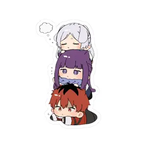 Frieren Stark and Fern Adorable Chibi Manga Cute Anime Sticker Gift Otaku Weeb Waterbottle Laptop Sticker