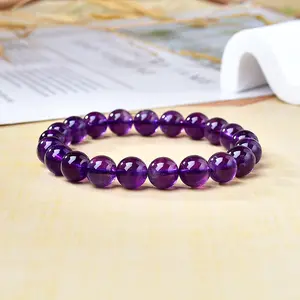 Natural Uruguay Amethyst Bracelet, Boost Wisdom & Calm Emotions, Healing Crystal Beaded Bracelet, Good Luck Jewelry for Women Men