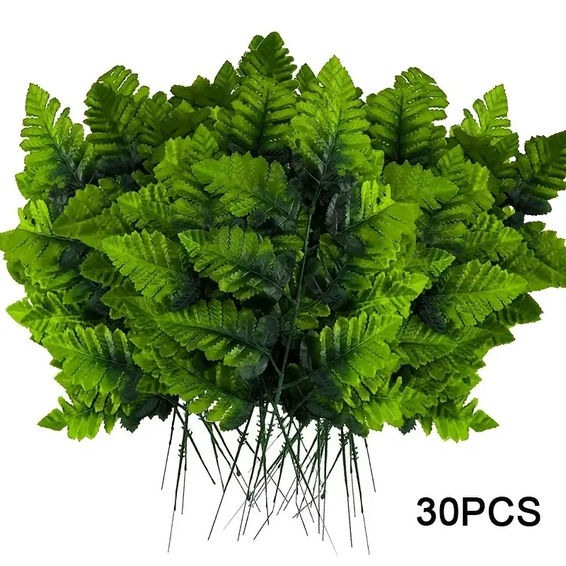 30 PCS Artificial Fern Leaves - Fern Plant Stems - Artificial Fern Plants - Suitable for home, kitchen, vase arrangement, dining table center, garden, wedding arches and bridal gifts for bouquets decoration, Fake Plants