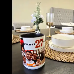 Taza de Cerámica para Café 15oz  Personalizada Feliz Cumpleaños-Regalo para Él o Ella-Taza Personalizada Foto Familiar- Felices 27 Pollito-Regalo Especial Para Mamá o Papá. Drinkware Mug mom birthday