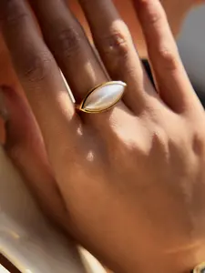 Ladies Ring Pearl Oval Ring Fashion Rings Stainless Steel 18k Gold Plated Waterproof Anti Allergy Elegant And Stylish Jewelry