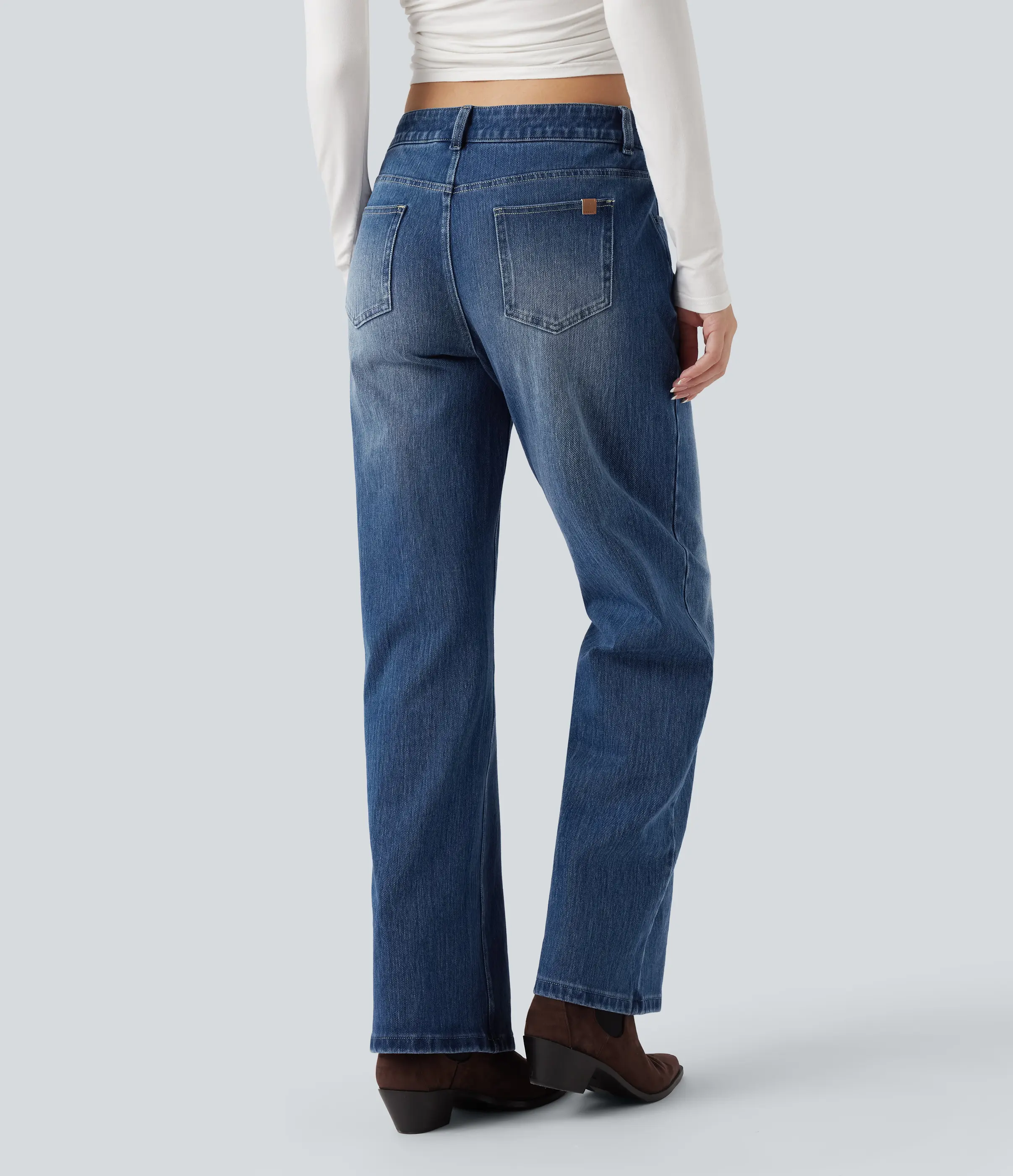 【Creator’s Pick】Halara Flex Asymmetric Low Rise Straight Leg Casual Jeans with Pockets #BackToSchool