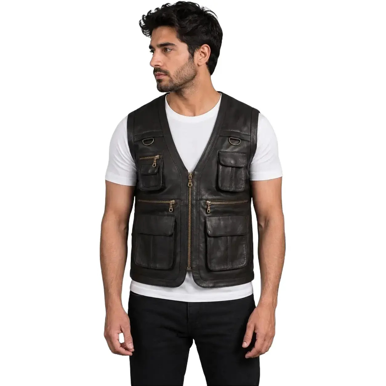 Men's Brown Sheepskin Leather Waistcoat - Menswear Top Gilet for Casual Wear