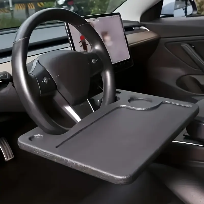 2 pieces of car steering wheel tray tables, desktop storage racks including a laptop tray and cup holder Constructed with ABS material, Suitable for various vehicle types, such as sedans, trucks, Car Dining Tray, Car Interior Organizers