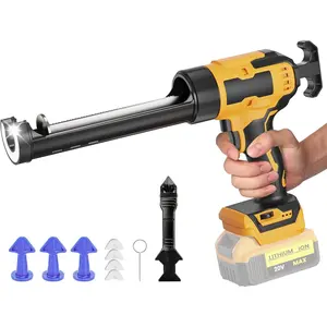 Electric Caulking Gun Compatible With Dewalt 20V Max Battery, 10 Oz Cordless Caulk Gun with 6 Adjustable Speed, LED Light, Battery Powered Caulking Gun for Filling, Sealing, Repair (TOOL ONLY)