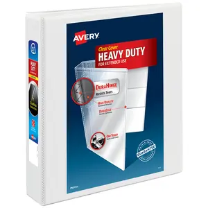 Avery Nonstick Heavy-Duty View 3 Ring Binder, 1.5" One Touch Slant Rings, 1 White Binder (05404)