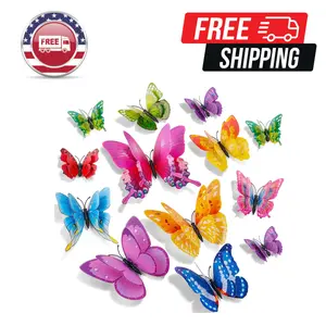 3D Butterfly Wall Decor, 48 Pcs Double Layer Butterfly Decorations