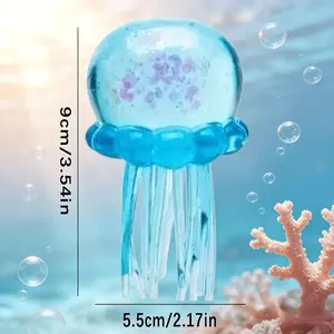 Transparent Multicolor Glitter Jellyfish Ornament, Cute Ocean-Themed Desktop Decoration, Soft Handheld Stress Relief Gift