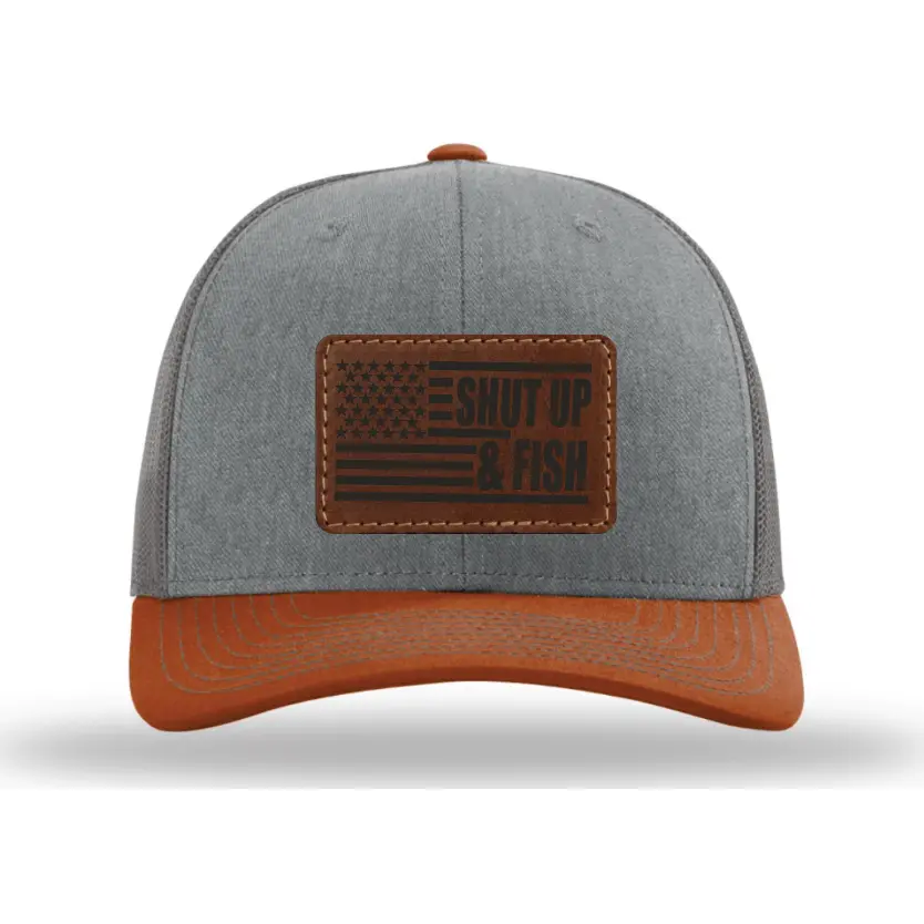 Shut Up & Fish Flag Patch - Gray/Charcoal/Orange