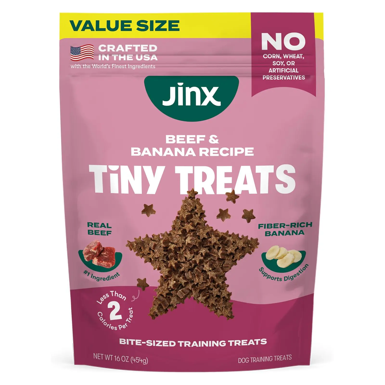 Jinx Dog Training Treats, Bite-Sized Training Treats for Dogs, Beef, 16oz Healthy Dog Treats Training with Grass-Fed Beef, Vitamins for Immunity & No Fillers for Puppies, Adults & Seniors