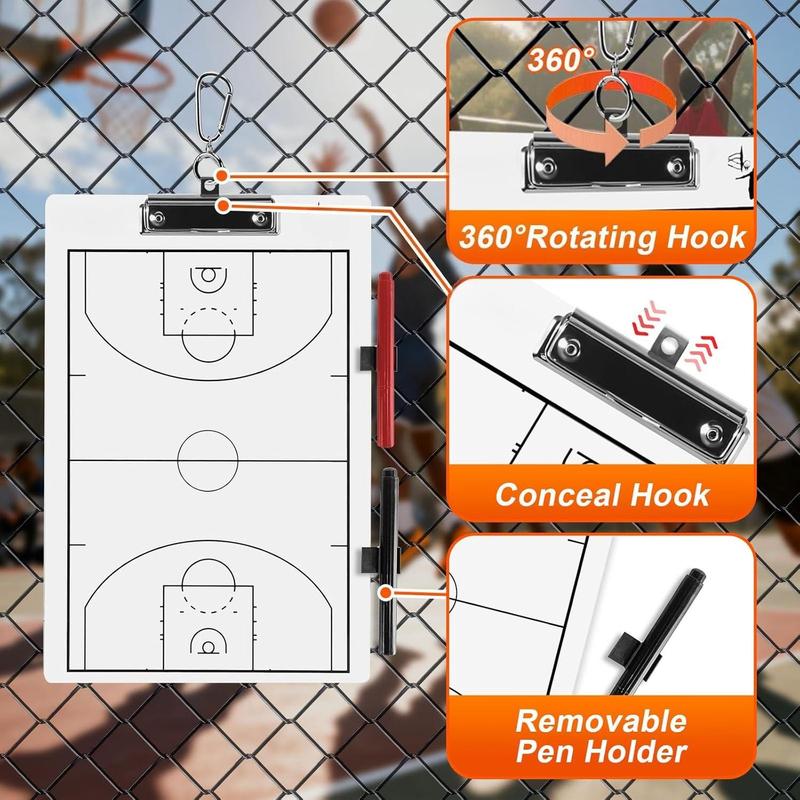 Basketball Coaches Clipboard,White Double-Sided Dry Erase Coach Clipboard, Basketball Whiteboard for Coaches, White Board with Marker for Coaches Gift