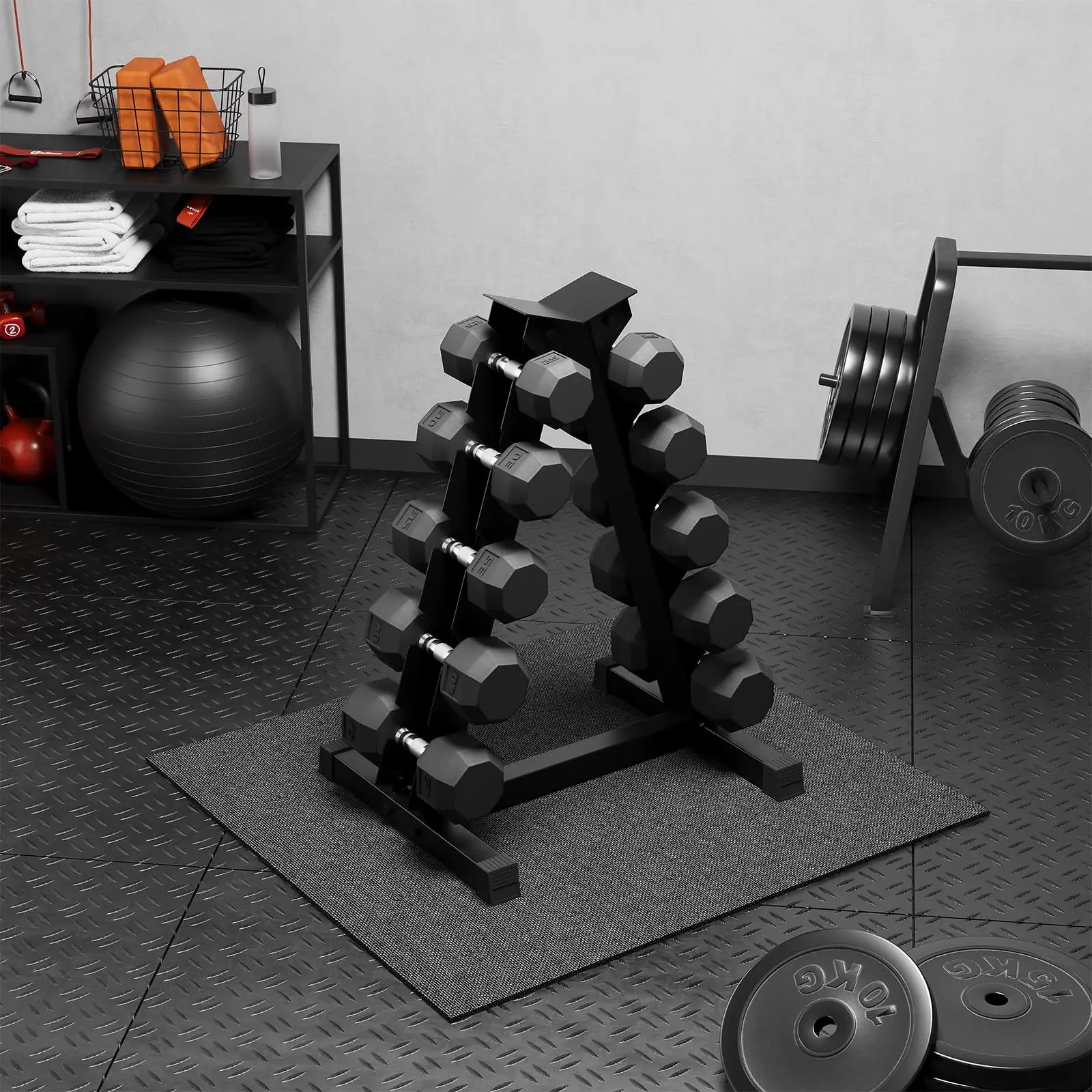 GAOMON Hex Dumbbell Set with Storage Rack, Rubber Coated Multi-Dumbbell Options (210LB/350LB/450LB/550LB) for Strength Training & Home Workouts - Black | SummerVibes, Hex Dumbbell Dumbbells, Multi-Dumbbell Dumbbells
