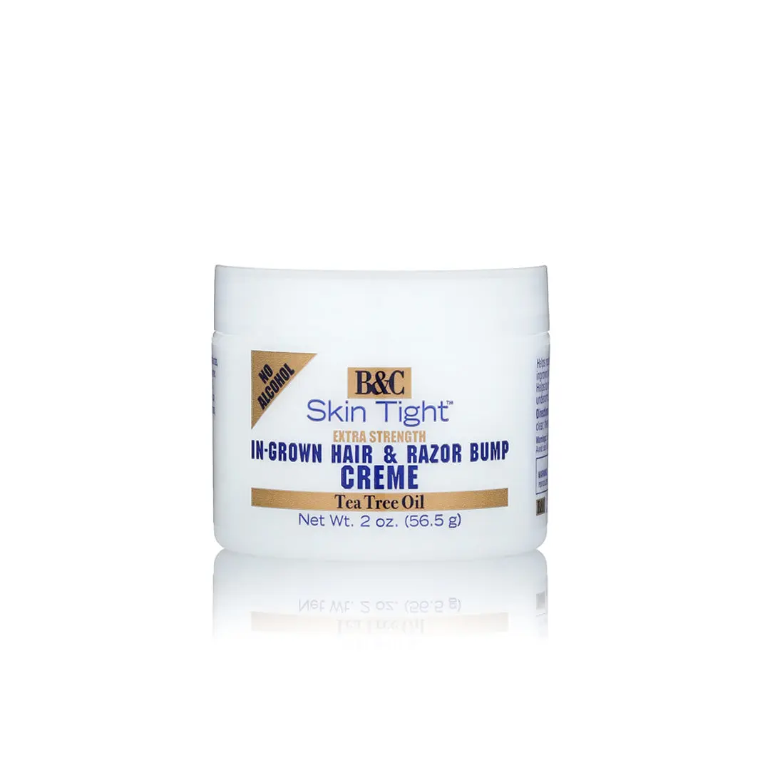 B&C Skin Tight Extra Strength In-Grown Hair & Razor Bump Creme with Tea Tree Oil 2 oz Alcohol-Free Aftershave Foam Cleanser Hair Removal Men