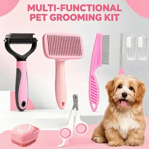 8-in-1  Pet Grooming Kit - Dog & Cat Brush Set with Dematting Comb, Slicker Brush, Nail Clipper & Trimmer - Removes Tangles, Shedding Hair, Dirt & Mats,Your Pet’s Coat Tangle-Free & Shiny, Stress-Free Dog Cat Grooming,Pet Products, Cat Stuff, Dog Stuff,